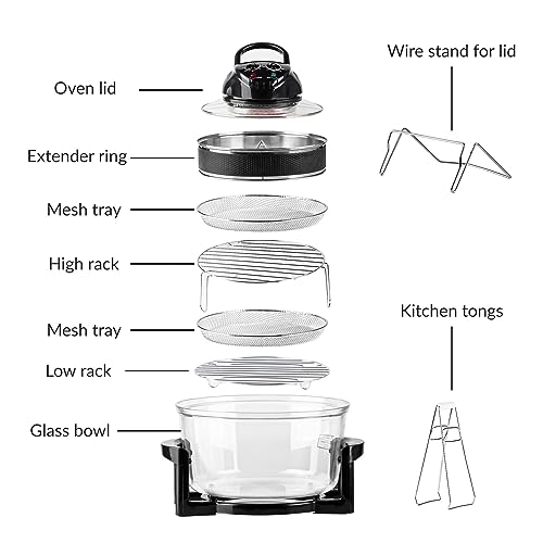 Innoteck Kitchen Pro 17L Halogen Air Fryer - 60 Minute Timer - 125°C-250°C Adjustable Temperature Control & Extender Ring - All Round Viewing & A
