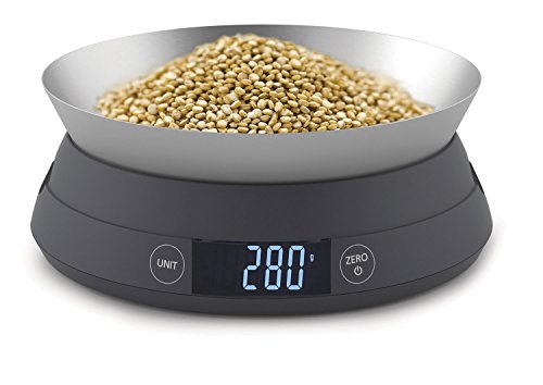 Joseph Joseph 2-in-1 Switch Digital Food Scale with Reversible Lid, 5 Kg (11lb) max capacity, metric and imperial measures, LCD display, battery