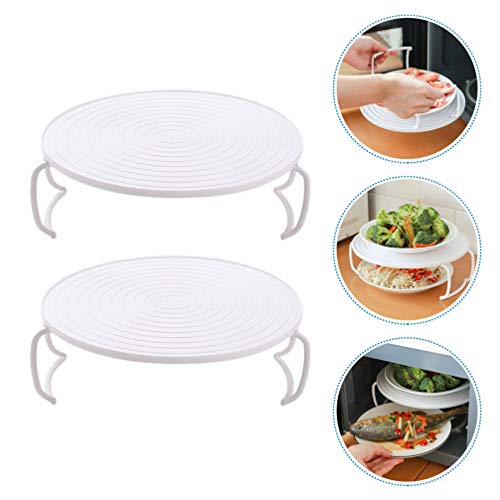 Cabilock 2pcs Microwave Plate Stacker Grill Rack Microwave Tray Plastic Baking Oven Tray Microwave Rack for Bacon Frozen Snacks Cooking Supplies