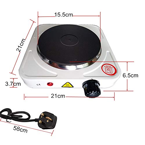 KitaBulb Electric Portable Kitchen Hot Plate Hob, Single Boiling Ring, Cast Iron Heating Plate, 1000W, White