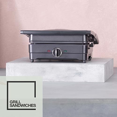 Cuisinart 2-in-1 Grill and Sandwich Maker, Non-Stick Removable Plates, Midnight Grey, GRSM4U