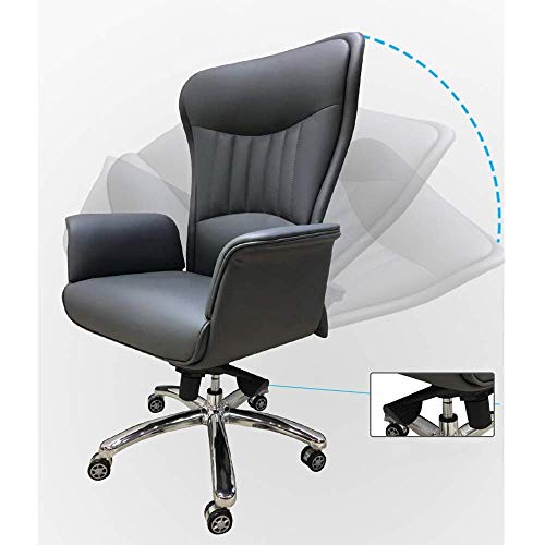 MU Pu Leather Computer Chair, Modern Boss Chair Office Chair, Comfortable Swivel with Fixed Armrests, Furniture Adjustable Swivel Chair