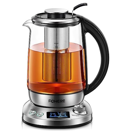 Electric Kettles, FOHERE Kettles Electric Fast Boil Quiet, Variable Temperature Kettle - 40℃~100℃, Keep Warm 2Hr, Detachable Filter Kettle, Auto