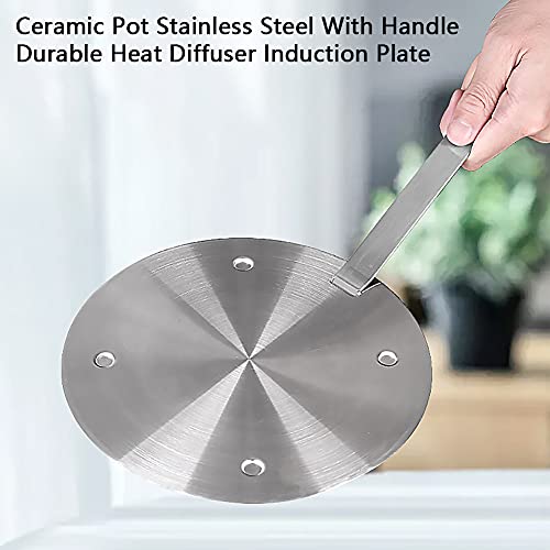 WANAONE Heat Diffuser Induction Plate, Induction Adapter Plate with Separable Handle, Stainless Steel Hob Heat Diffuser Ring Plate, Glass Cooktop