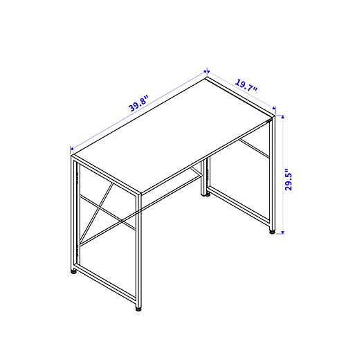 SOFSYS Modern Folding Computer Writing Desk for Small Space, Gaming, and Home Office Organization, Foldable Industrial Metal Frame with Sturdy De
