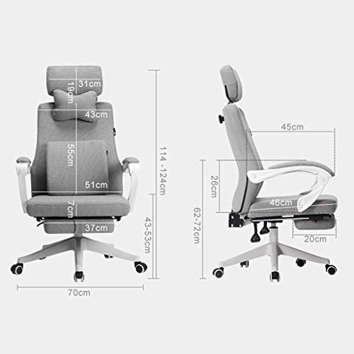 MU Computer Chair,Fabric Home Study Chair Boss Swivel Chair Ergonomic Chair Office Chair Multi-Angle Reclining Reclining Load-Bearing 400Kg,Gray,