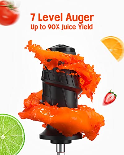 Hazel Quinn Masticating Juicer, Slow Cold Press Juicer Machines for Fruit and Vegetable, Filter-Free for Easy to Clean, 2-Speed Modes & Reverse F