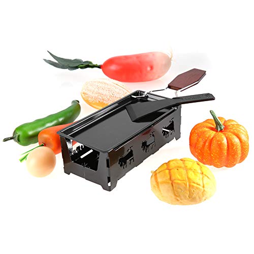 Non-Stick Cheese Melter Raclette Cheese, Portable Cheese Rotaster Raclette Machine with Spatula and Foldable Handle, Black