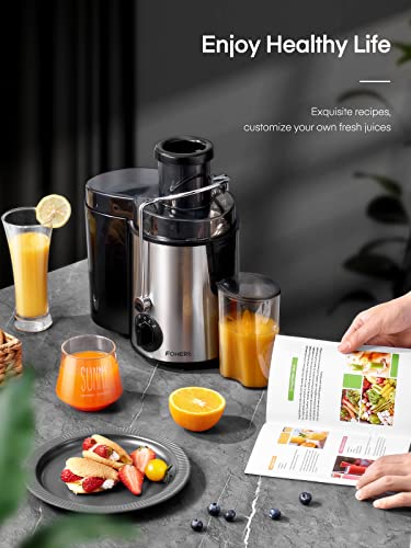 Juicer FOHERE Juicer Machines Vegetable and Fruit, Centrifugal Juicer with 3 Speed Control, Upgraded 400W Motor, Brush Included Easy to Clean