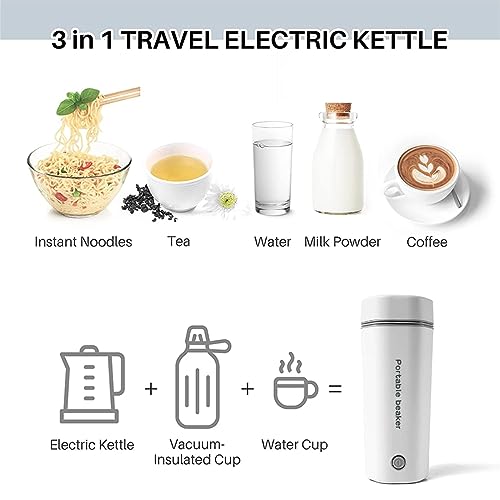 Eilisa Portable Travel Electric Kettle - 350ml Capacity, 300W Fast Boil, Stainless Steel Inner Liner, Auto Shut-Off, One Cup Mini Kettle for Tea