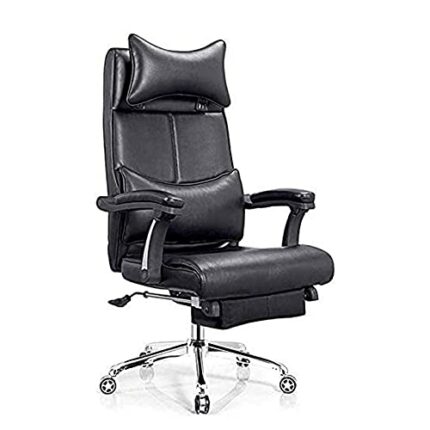 YT.JYUERI Relax Comfortably Safe Office Chair - High Back Rocking PU Leather Office Chair with Metal Armrest and Footrest - Reclining Computer De
