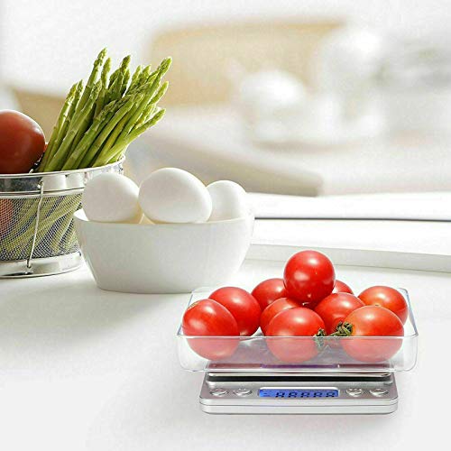 Digital LCD Kitchen Scale, Electric Food Scale for Weighting, Stainless Steel Panel 0.01 g-500g Mini Pocket Square Shape for Home, Office, Jewelr