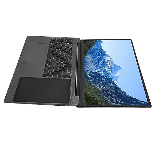 Aeun Laptop, 4 Core 4 Thread Laptop Computer Front 0.3MP Camera Dual Screen M.2 2280 100-240V 16G LPDDR4 N5095 Processor for Office (UK Plug 16G+