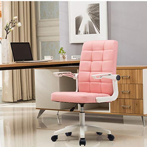 SCDBGY ygqbgy Pink Pulley Office Chair,with Wheels Armrests Modern PU Leather Office Chair Midback Home Computer