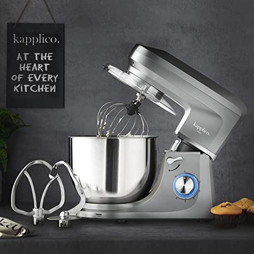 KAPPLICO Pro Plus 1800W Stand Mixer, 7.0L Stainless Steel Bowl, 6-Speed Food Mixer, Dough Hook, Whisk & Mixing Beater, Non-slip Rubber Feet, 24m
