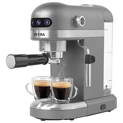 Petra PT5240 Espresso Coffee Machine - Milk Frothing Wand, 1.4L, Single & Double Shot, Stylish & Compact, 15-Bar Pressure, Barista Style Coffee,