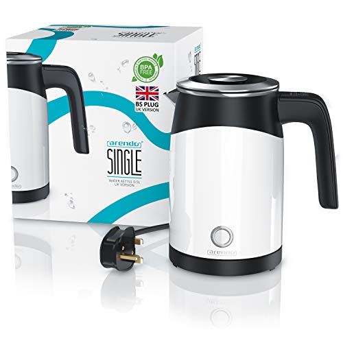 Arendo - Electric Kettle 0.5 Litre Cordless - Stainless Steel Water Boiler with 5 Temperature Values Selectable - Double Walled Design - Small Ke