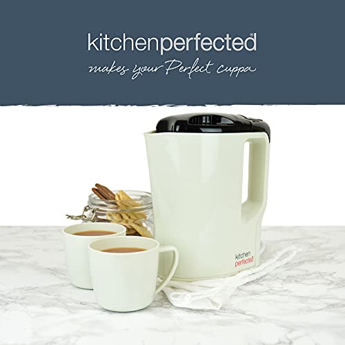 KitchenPerfected 1000w 0.9Ltr Corded Lightweight Travel Kettle with 2 cups - Cream - E1201WI