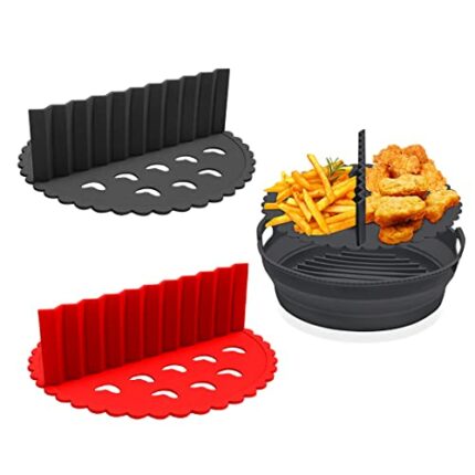 Zayookey 2 Pack Silicone Air Fryer Liners Divider, 6.5inch Reusable Air Fryer Basket Divider Pads, Heat Resistant ir Fryer Pot Separator for Air