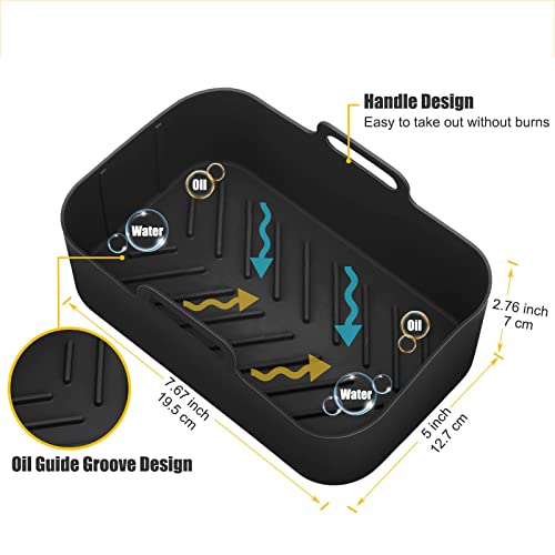 DIFCUL 2PCS Silicone Pot for Ninjas Dual Air Fryer,Silicone Air Fryer Liners,Double Air Fryer Silicone Air Fryer Basket,Reusable Air Fryer Rack(B