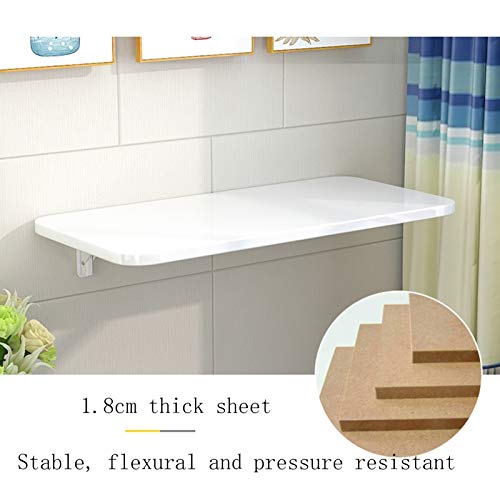 OUYOXI Wall Mounted Folding Table - Small Fold Down Computer Desk Space Saving Perfect Addition to Home Office/Laundry (Color : White, Size : 70x