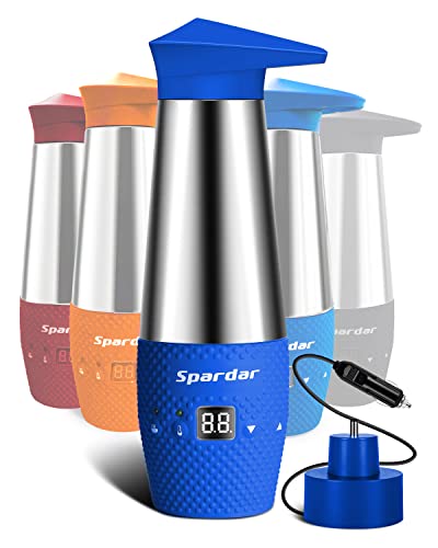 Spardar 12v Kettle, Temperature Control Kettle, 348 ml Travel Kettles Electric Small for Car Camping, Portable Car Kettle for Hot Water, Double I