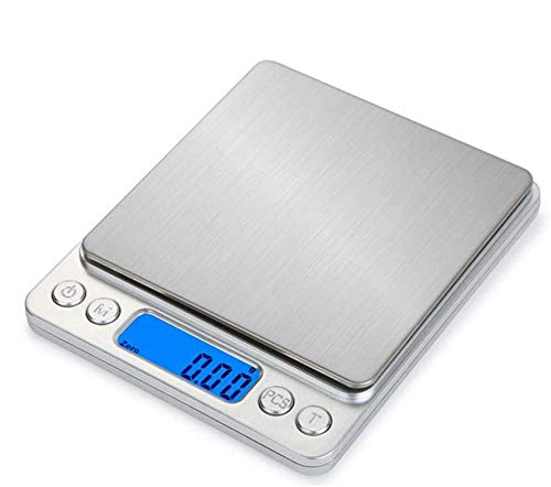 Digital LCD Kitchen Scale, Electric Food Scale for Weighting, Stainless Steel Panel 0.01 g-500g Mini Pocket Square Shape for Home, Office, Jewelr