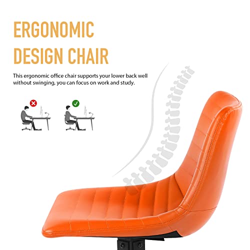 Leather Office Chair Desk Chair Set of 2, Armless Office Chair Computer Chair 360° Swivel Task Chair for Home Office Conference or Home Study or