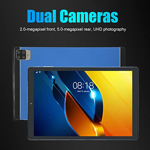 SUNGOOYUE 10.1 Inch 128GB Tablet, 6GB 128GB 10 Core CPU 8800mAh Dual Band 5G WiFi Type C MT6592 Tablet for Android 12-100‑240V (Blue) (UK Plug)