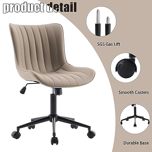 Kidol & Shellder Home Office Chair Swivel Armless Desk Chair Faux Leather Upholstered Office Computer Chair Modern Swivel Rocking Desk Chairs wit