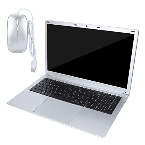 Airshi FHD Laptop  , 110‑240V 6G+64G Storage 15.6 Inch Business Laptop Slim  Silver Gray Integrated Graphics for Students (UK Plug)