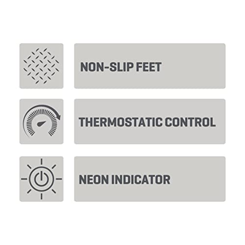 Daewoo SDA1731 Single Hot Plate-Portable & Compact-Cast Iron Heating Element-On/Off Indicator Lights-Non-Slip Feet-Durable Stainless Steel Housin