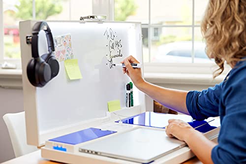 The Home Office by Worky - Portable Multifunction Workstation Desk with Built-in Power and Charging, Video Conference Lighting, Storage and Organ