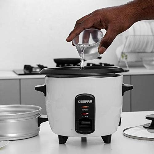 Geepas 350W Rice Cooker & Steamer with Keep Warm Function, 0.6L | Automatic Cooking, Non-Stick Inner Pot | Make Rice & Steam Healthy Vegetables |