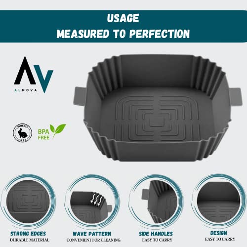 ALMOVA Silicone Air Fryer Liner 2 PCS Reusable Airfryer Silicone Liner 7.8" 19.8 cm Ninja Air Fryer Accessories Replacement for Parchment Papers