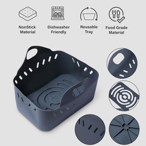 Silicone Air Fryer Liners 2pcs set for Dual Air fryer with Gloves XCUI, Ninja AF400UK, AF451UK, Tower, Salter, Instant Vortex, Tefal, Moncook Air
