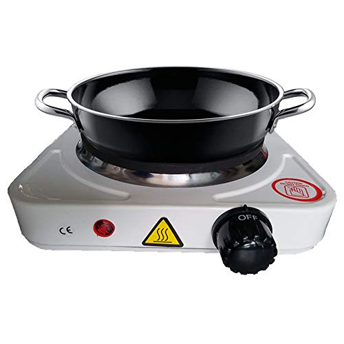 KitaBulb Electric Portable Kitchen Hot Plate Hob, Single Boiling Ring, Cast Iron Heating Plate, 1000W, White