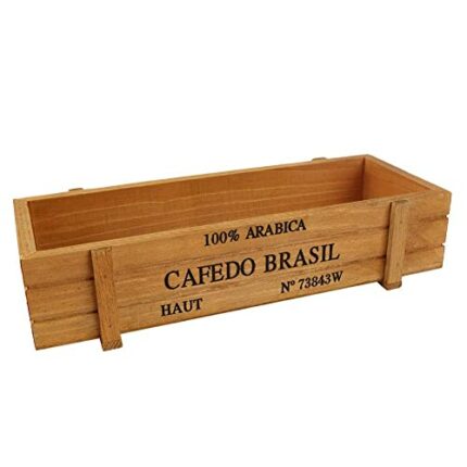 Biitfuu Wooden Succulent Planter Flower Herb Pot Indoor/Outdoor Home Garden Flower Decorative Container Storage Box 8.9 x 3.3 x 1.6inch