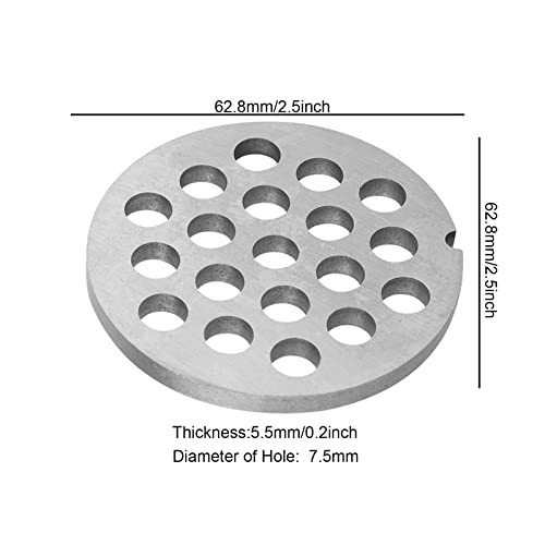 Garosa Meat Grinder Knife Stainless Steel Mincer Plate Disc Knife with Holes Professional Replacement Accessories for Grinders Mincers(7.5mm)