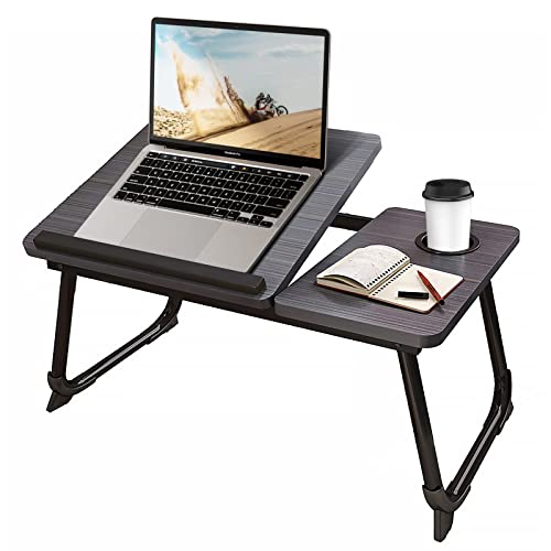 Laptop Desk for Bed or Couch, Woking in Bed Desk, Home Office Desks, Breakfast Tray Desk, Desk with Cup Holder, Watch Movies in Bed, Fordable Leg