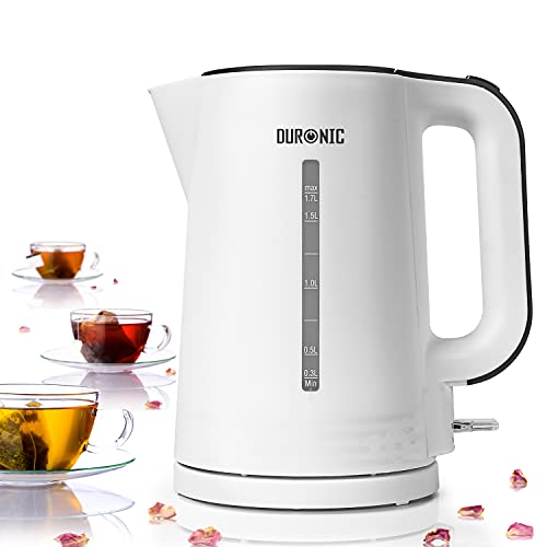 Duronic Electric Kettle EK17 /BK | BLACK 1.7L Fast Boil Kettle | 3000W Power | Contemporary Design | Cordless | 360° Base | Auto Shut-Off/Boil-Dr