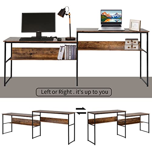 N/A Home Office 2 Person Desk Writing Study Desk Oversized Computer Desk with Open Storage Rack (Color : A)