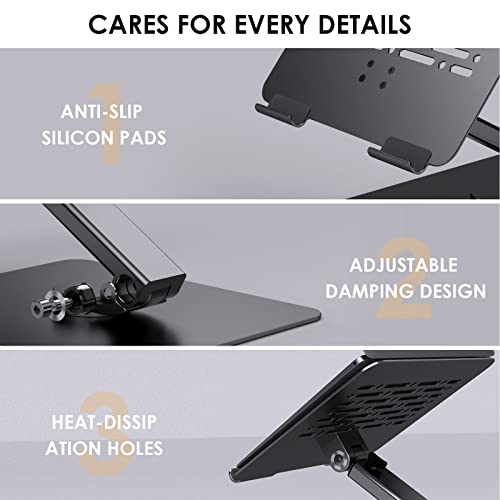 Minthouz 360° Swivel Laptop Stand for Desk, Height/Angle Adjustable Laptop Riser for Collaborative Work, Ergonomic Computer Stand Fit for MacBook