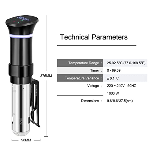 Sous Vide Cooker, 1000W Sous Vide Precision Cooker, Immersion Circulator Sous Vide Machine, Accurate Temperature and Time Control Sous Vide Cookb
