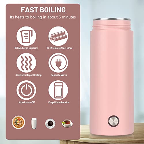 IWILCS Portable Travel Electric Kettle, 400ML Mini Electric Kettle Travel Kettle, 3 in 1 Portable Kettle, Automatic Shut off, Travel Tea Kettle f