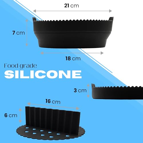 Black Silicone Air Fryer Liner 8 Inch, Collapsible Pot with Removable Food Separator/Divider, Reusable Air Fryer Liners, Tower & Round Air Fryer