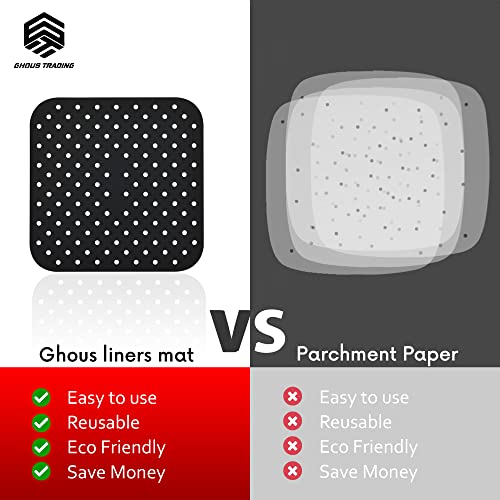 Ghous Trading Limited | Air Fryer Silicon Liner, Reusable Heat Resistant Tray, BPA Free Perforated Mats, Non-Stick Air Fryer Accessory for cookin