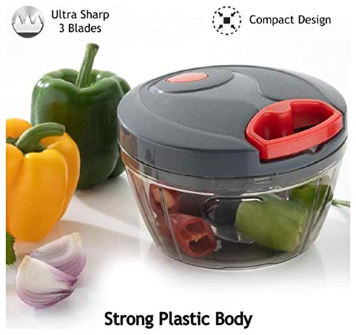 Onion Vegetable Processor Hand Speedy Chopper Vegetable Fruits Chopped Shredders & Slicers | 330ml + 3 Sharp Stainless Steel Blades