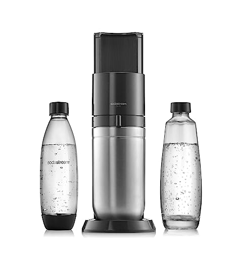 SodaStream Duo Sparkling Water Maker, Sparkling Water Machine & 2x 1L Fizzy Water Bottles, Retro Drinks Maker w. BPA-Free Water Bottle, Glass Car