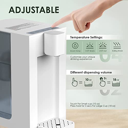 FRIZZLIFE T900 Instant Hot Water Dispenser with Filter, Countertop Water Filter System, 4 Temperatures, Large Capacity, High Temp Safety Lock, Ze